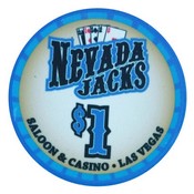 Nevada Jacks Saloon Series Ceramic 10 Gram Poker Chip $1, AGNJS-1